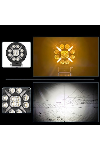 Arazi Aracı Tepe Ve Tampon Çalışma Lambası Ve Sis Farı 4 İnç 12-24v Gündüz Led Drl Sarı