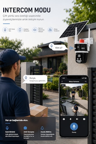 Sim Kartlı 2 Kameralı Elektriğin Olmadığı Yerde Kullanılan 10x Zoom Güvenlik Kamerası