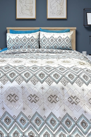 Tek Kişilik Ranforce Nevresim Takımı Düz Çarşaflı Bohemıan Petrol