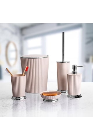Primanovaa Nely Krom Kaplama Banyo Çöp Kovası - Bej - 6 Lt Çok Renkli