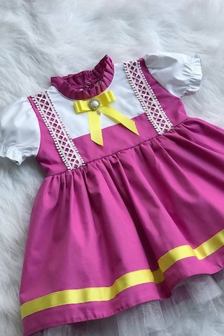 Maşa Kız Çocuk Bebek Kostüm Tasarım Mor Elbise 001