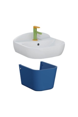 Vitra Sento Kids Lavabo Ve Yarım Ayak Seti,45 Cm, Beyaz Mavi Diğer