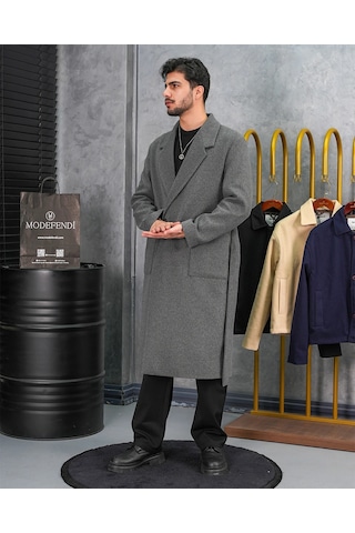 Modefendi %60 Yün Oversize Torba Cep Yüksek Kalite Oversize Kaban Antrasit