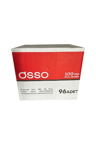 Osso Şeffaf Bant Ambalaj Koli Bandı - 100 Yrd / 91.44 Metre - 43 Mm - 6 Adetlik 16 Paket / Koli 96
