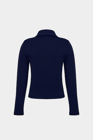 Açelyaokcu Premium Polo Yaka Vatka Detaylı Pamuklu Fit Tişört Lacivert