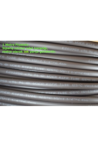 1 Metre 6,4mm Siyah Isı İle Daralan Makaron Kablo Izolasyon