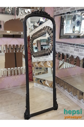 Matmazel Model Siyah Renk Ayaklı Varaklı Boy Aynası