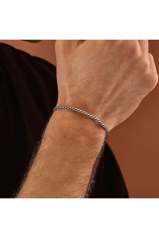 925 Ayar Gümüş Burma Unısex Kelepçe Bileklik Gümüş