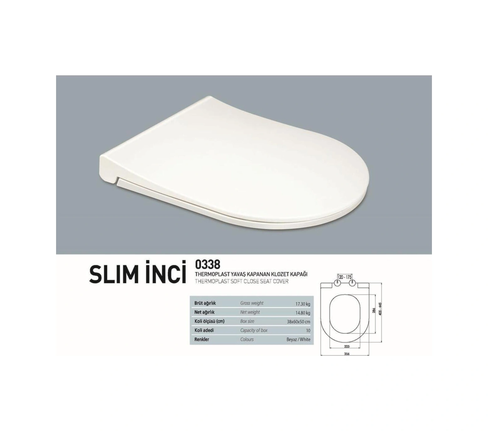 Nkp Slim İnci Thermoplast Yavaş Kapanan Klozet Kapağı