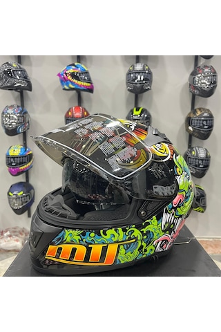 Mts M-801 Snake Full Face Kask Azure Turuncu - Siyah