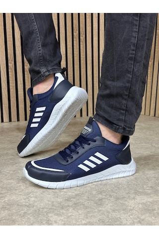 Günlük Erkek Sneaker Fileli Bağcıklı Rahat Esnek Dikiş Detaylı Yürüyüş Spor Ayakkabı 1453 Lacivert