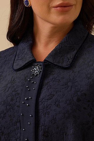 Galaxi Kadın Büyük Beden Desenli Jakar Kap 4003 Lacivert Lacivert