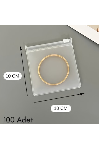 10x10 Cm Fermuarlı Buzlu Şeffaf Poşet - Takı, İlaç, Düğme & Aksesuar Düzenleyici Fermuarlı Torba 130 Micron -100 Adet