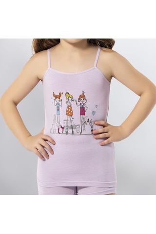 Kota 3408 Kız Çocuk Renkli Baskılı İp Askılı Atlet 12 Adet 001