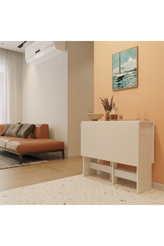 Pratik Katlanır Mutfak Yemek Çalışma Masası - 6 Kişilik -%100 Mdf