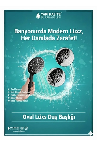 Elit Siyah Banyo Duş Başlığı El Duşu 3 Fonksiyonlu Siyah