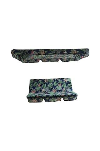 Süngersiz Salıncak Minder Seti Tenteli Bahçe Minderi 2 Kişilik Süngersiz Yeşil Yaprak Yeşil