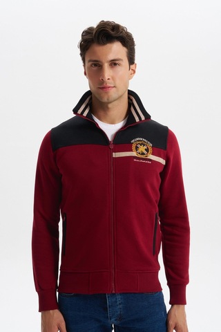 Arma Erkek Slim Fit Örme Basic 3 İplik Şardonlu Dik Yaka Tam Fermuar Mont %70 Pamuk %30 Polyester K4myo9378 Bordo