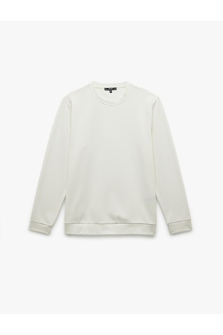 Koton Uzun Kollu Bisiklet Yaka Basic Sweatshirt Beyaz 6wam70090mk Beyaz