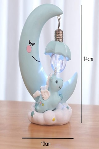 Dekoratif Bebek Çocuk Odası Ay Şekilli Led Gece Lambası Masaüstü Led Işık Masa & Gece Lambası 14 Cm Mavi