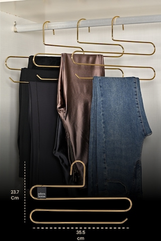 10'lu Parlak Altın 5 Katlı Pantolon Askılığı Dolap İçi Elbise Şal Eşarp Askılık Paslanmaz Metal