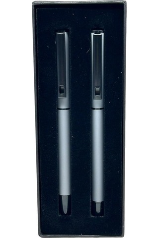 Gri Tükenmez Roller İmza Kalemi İkili Set 1823gr