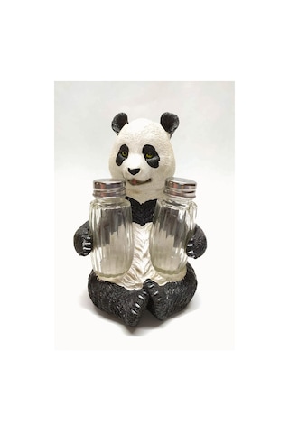 Sevimli Panda Tasarım Dekoratif Büyük Tuzluk Biblo Renkli