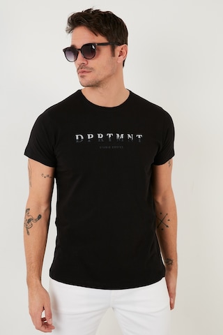 Buratti Baskılı Bisiklet Yaka Pamuklu Slim Fit Erkek T Shirt 541Dprtmnt24 Siyah