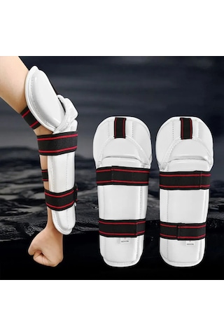 Reedark Genç Ve Yetişkinler İçin Kalınlastırılmış Pu+eva Malzeme, Ayarlanabilir Kayışlı Taekwondo, Karate, Boksa Koruyucu Kolluk Beden Boyu 156-175 Cm İçin L Boyutu Beyaz