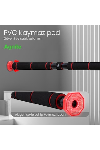 Agnıte Ayarlanabilir Kapı Barfiks Demiri 60-100 Cm Ev Tipi Fitness Kırmızı