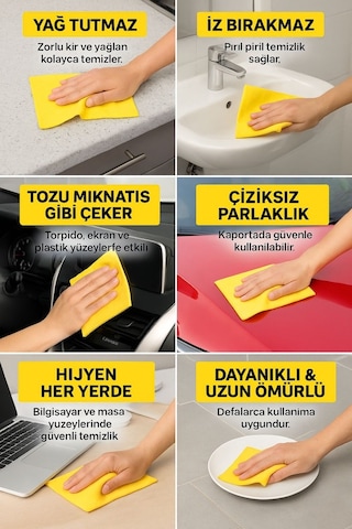 Technow 12 Li Çok Amaçlı Temizlik Banyo Dayanıklı Uzun Ömürlü Mutfak Bezi Sarı