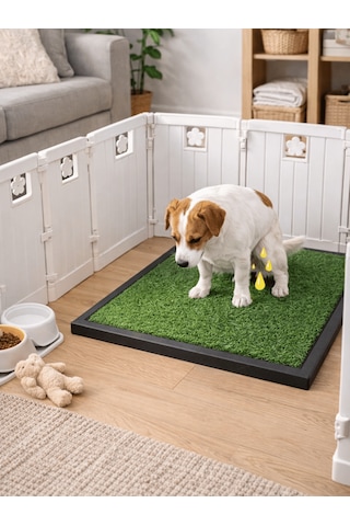 Beylini Köpek Çim Tuvalet Matı Pet Kedi Plastik Havuzlu Drenajlı Kaka Çiş Ped Halısı Hijyenik Paspas Köpek Tuvalet Eğitim Parkı Tuvalet Çiş Eğitimi 50 x 75 CM