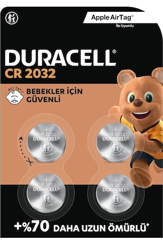 Duracell CR2032 3V Lityum Düğme Pil 4'lü Paket
