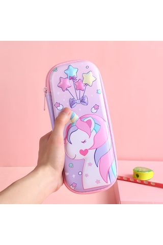 Valkyrie 3 Boyutlu Yıldız Balon Unicorn Su Geçirmez Kalem Kutusu Pembe