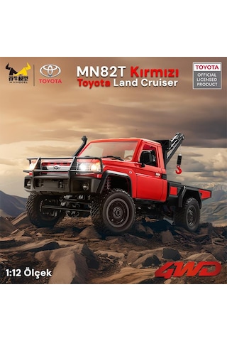 Mn Model Mn82t 1/12 Toyota Land Cruiser Lc79 4wd Rc Model Crawler Offroad Uzaktan Kumandalı Araba Truck Rtr Lisanslı Kırmızı+elektrik Vinçli+dahili Işık Seti Mn-82t