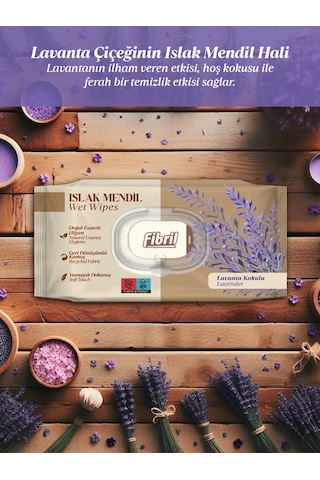 Fibril Lavanta Kokulu Islak Mendil 24 x 90'lı Paket 2160 Yaprak