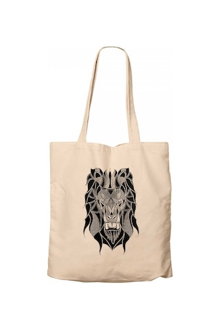 Lion Brothers Lion Mozaik Krem Kanvas Bez Çanta Krem