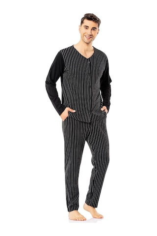 Erdem Siyah Erkek Kışlık Pijama Takımı 2022-12 Siyah