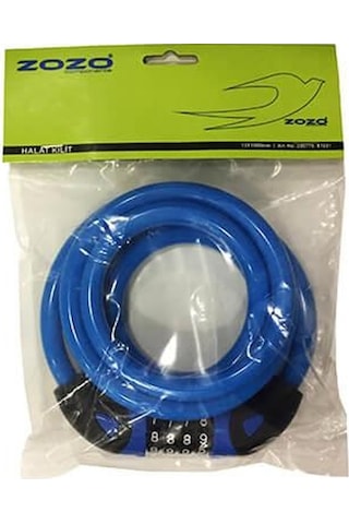 Zozo 12x1800 MM Şifreli Bisiklet Kilidi Mavi Siyah