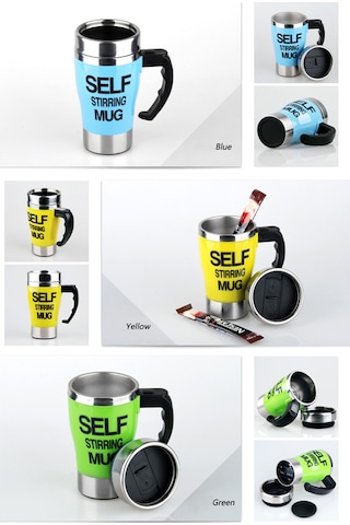 Yaleker 350ml Otomatik Karıştırıcı Bardak - Çelik Paslanmaz Kahve, Süt, Protein Tozu Ve İçecekler İçin Akıllı Elektronik Karıştırıcı Kadeh Mavi