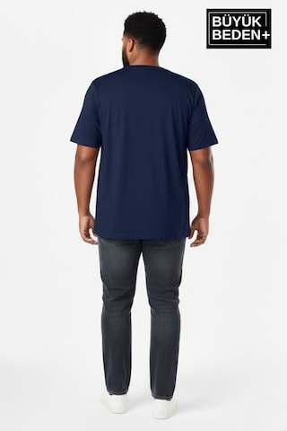 Superlife Erkek Büyük Beden Willamsburg Brooklyn Baskılı 3xl-6xl Bisiklet Yaka Tshırt Spr26bts510-16 Lacivert