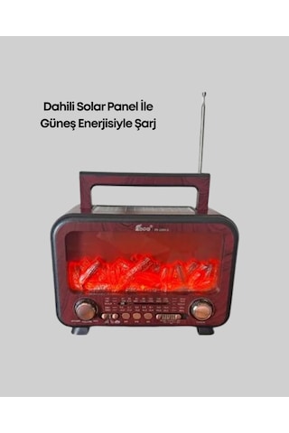 Taşınabilir Şömine Görünümlü Bluetooth Hoparlör Solar Şarjlı, Alev Işıklı, 7w Ses - 5000