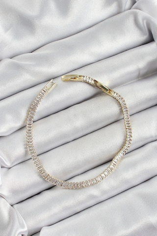 Pirinç Zirkon Taşlı Su Yolu Bileklik Gold Renk Çok Renkli 57308593