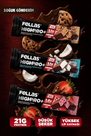 Fellas Çikolata Kaplı Highpro Protein Bar 50gr Deneme Paketi 3'lü Fellas Çikolata Kaplı Highpro Protein Bar 50gr Deneme Paketi 3'lü