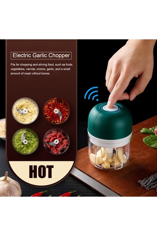 Lemestar Büyük Boy Yeşil Usb Şarjlı Taşınabilir Çelik Bıçaklı Elektrikli Bebek Yemeği, Et Ve Sarımsak Döneri Yeşil