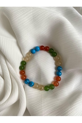 8mm İkizler Burcu Doğal Taş Bileklik Çok Renkli