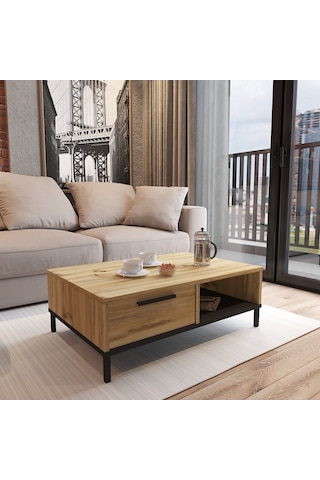 Robin Home Orta Sehpa Metal Ayaklı Çekmeceli Keçe-Siyah Dg18