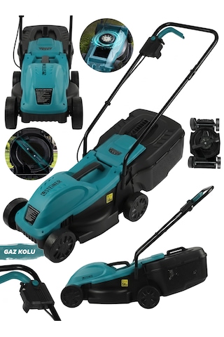 Steiner 1200w Elektrikli Bakır Sargılı Tekerlekli Çim Biçme Makinesi Mavi 30 Litre Toplama Torbalı
