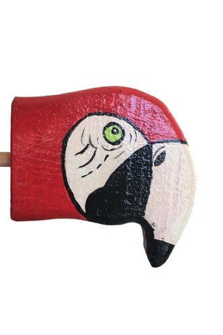 Kırmızı Papağan Tamamı El Yapımı Ahşap Hareketli Rüzgar Gülü