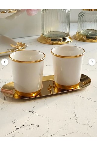 Fine Living Golden Mug Set -3 Parça Beyaz